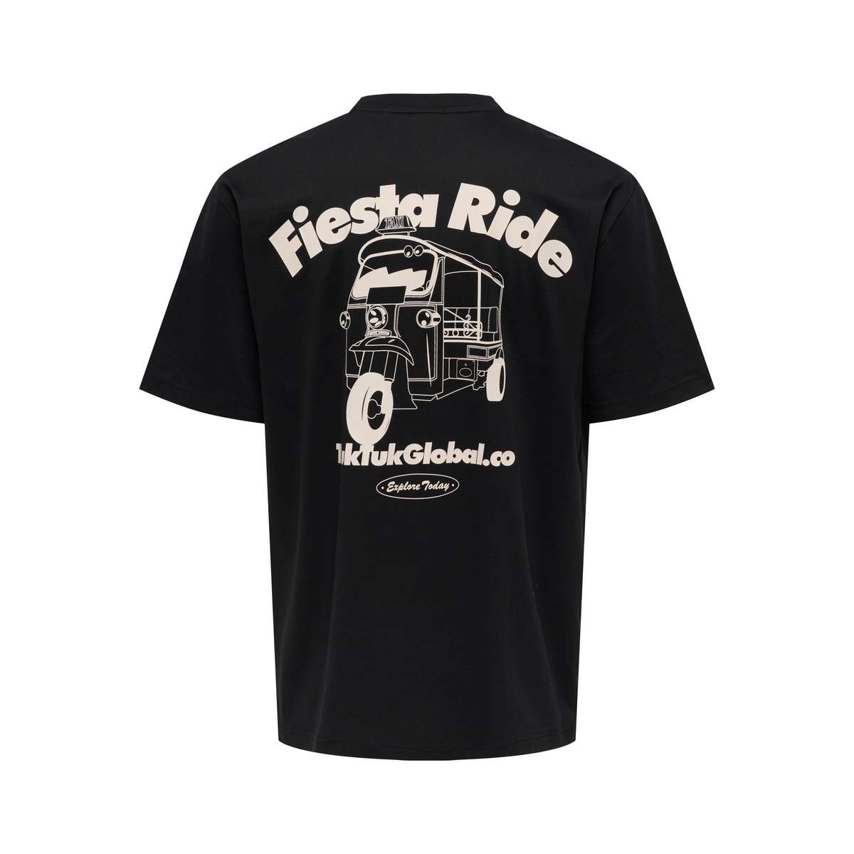 ONLY & SONS MEN΄S RELAXED FIT COTTON FRED LIFE FOODIE SS TEE BLACK FIESTA RIDE 